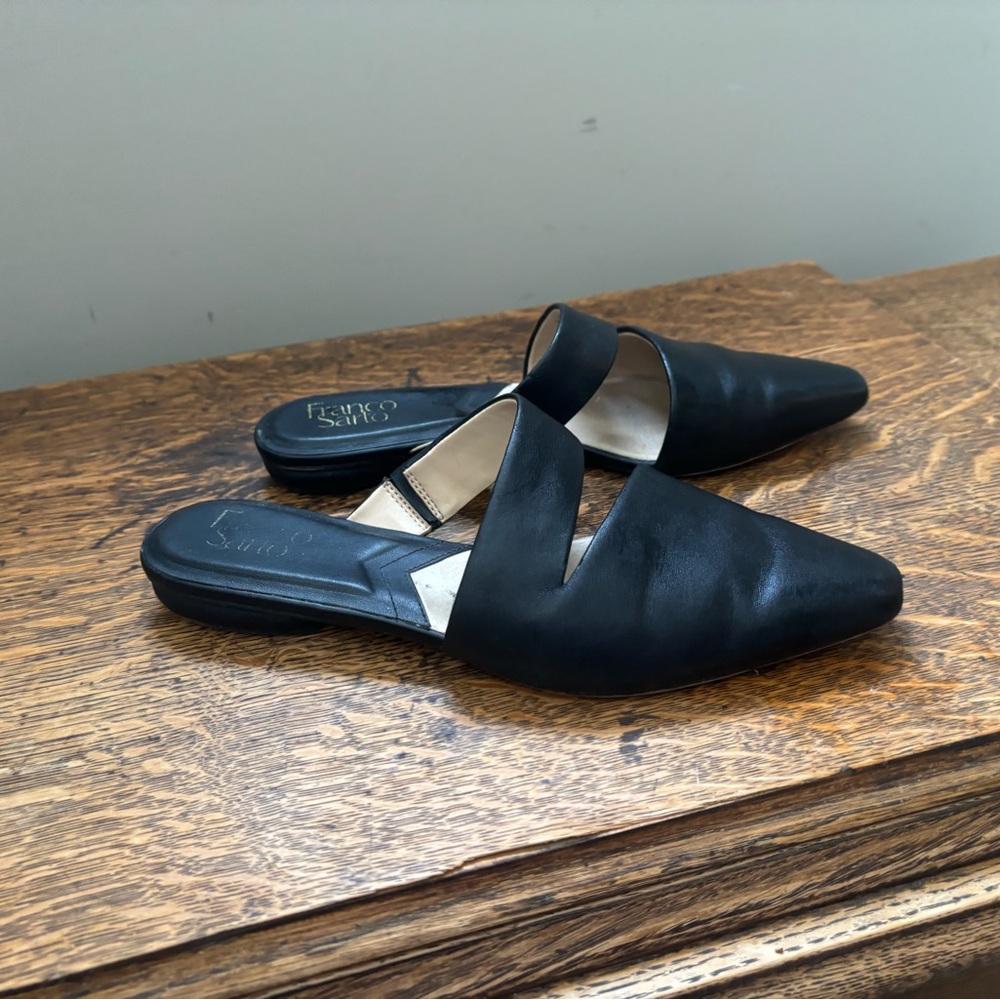 Franco Sarto Black Leather Mules